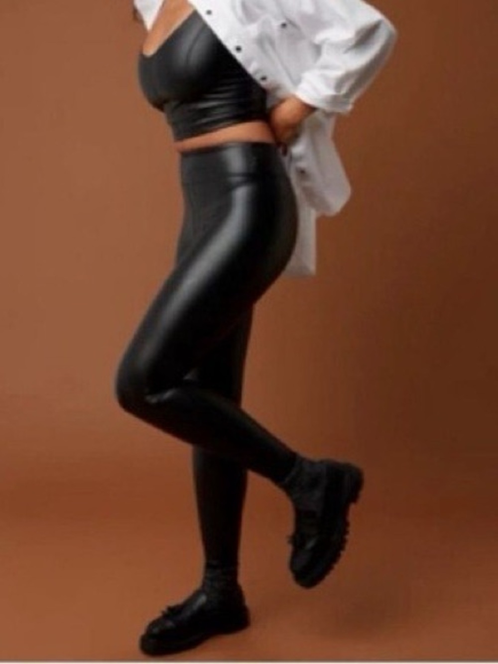 NWT Aerie Women’s Black‎ Offline Real Luxe Faux Leather Leggings